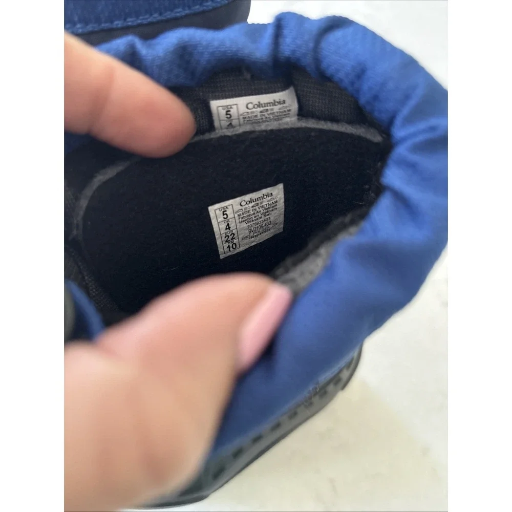 Columbia Snow Boots Kids Boys 5‎ Powderbug Plus II Blue Insulated Waterproof